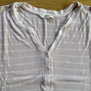 Splendid V-Neck Striped Long Sleeve Tee